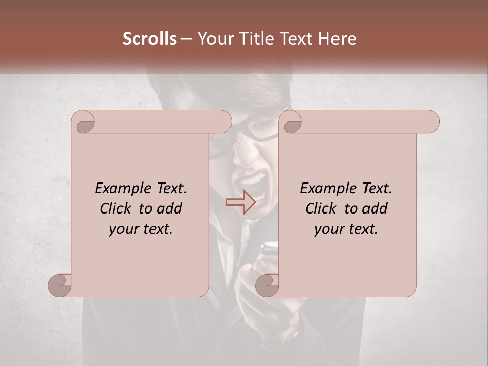 A Woman Holding A Cell Phone With Her Mouth Open PowerPoint Template