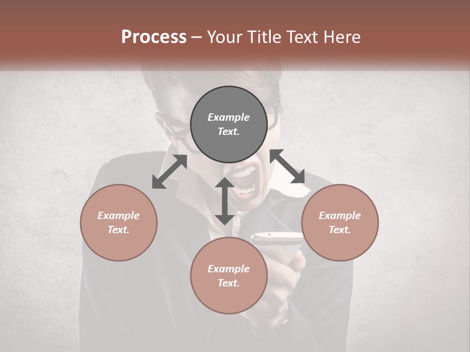 A Woman Holding A Cell Phone With Her Mouth Open PowerPoint Template