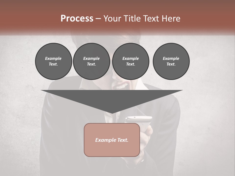 A Woman Holding A Cell Phone With Her Mouth Open PowerPoint Template