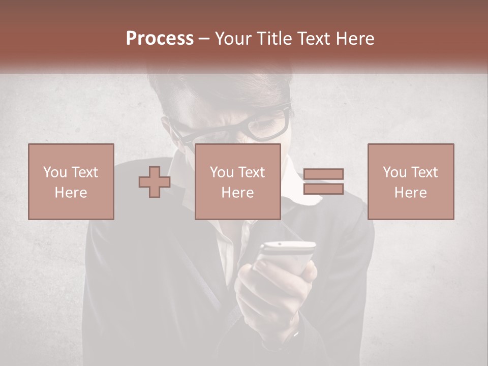 A Woman Holding A Cell Phone With Her Mouth Open PowerPoint Template