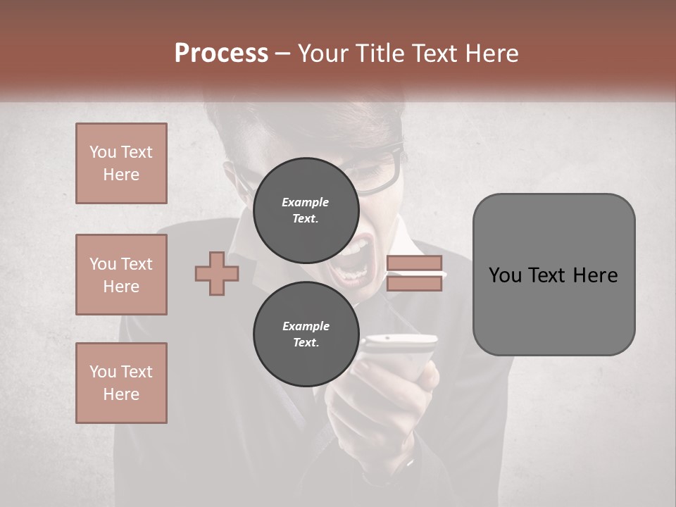 A Woman Holding A Cell Phone With Her Mouth Open PowerPoint Template