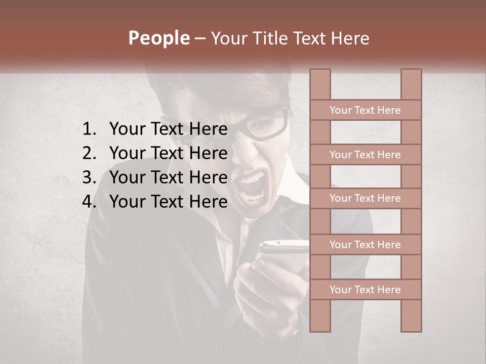 A Woman Holding A Cell Phone With Her Mouth Open PowerPoint Template