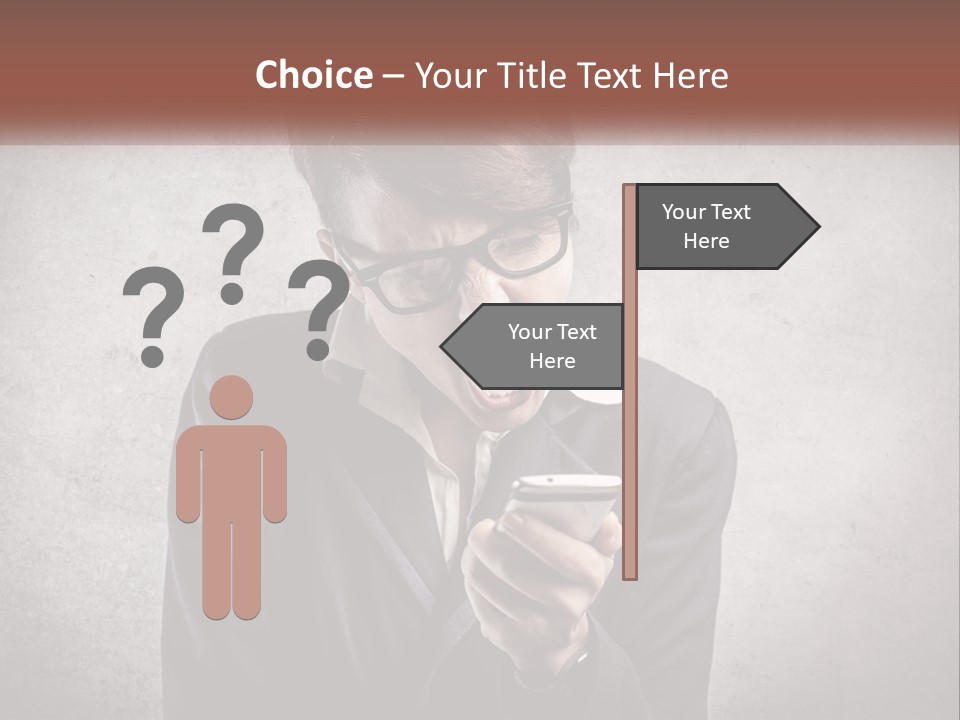 A Woman Holding A Cell Phone With Her Mouth Open PowerPoint Template