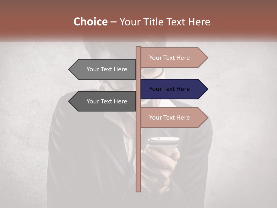 A Woman Holding A Cell Phone With Her Mouth Open PowerPoint Template