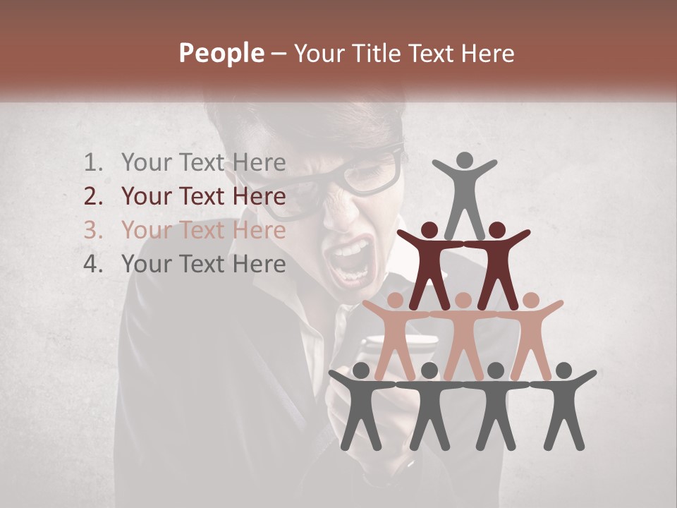 A Woman Holding A Cell Phone With Her Mouth Open PowerPoint Template