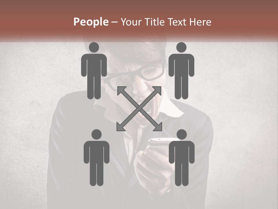 A Woman Holding A Cell Phone With Her Mouth Open PowerPoint Template