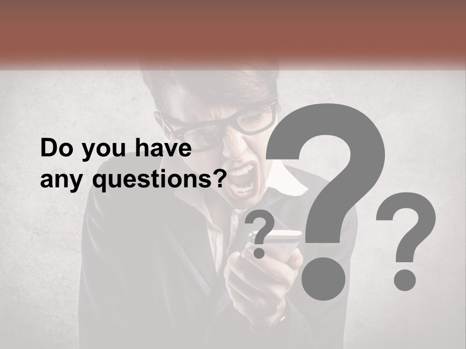 A Woman Holding A Cell Phone With Her Mouth Open PowerPoint Template