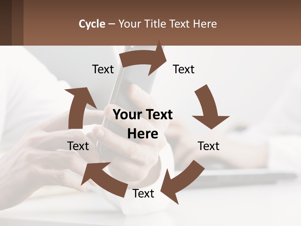 A Person Using A Cell Phone In Front Of A Laptop PowerPoint Template