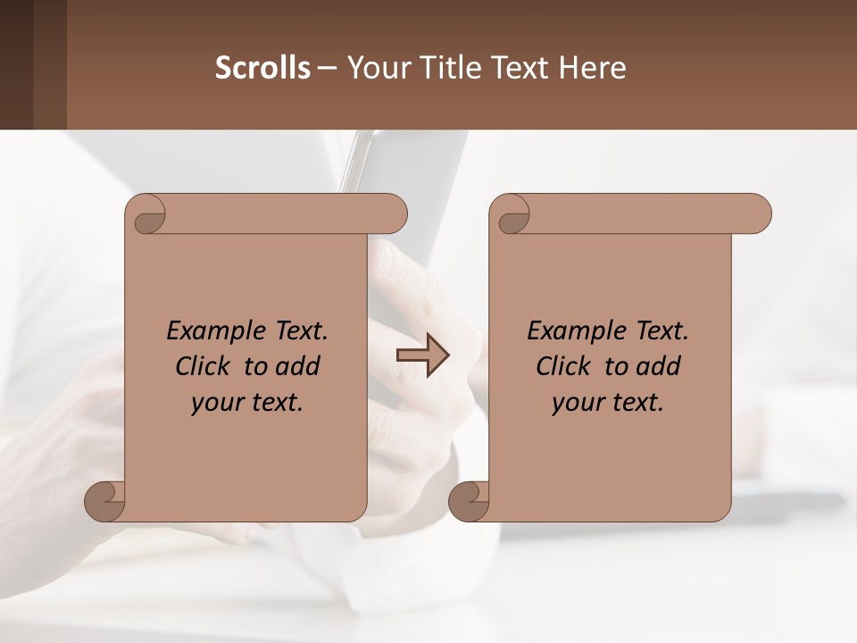 A Person Using A Cell Phone In Front Of A Laptop PowerPoint Template