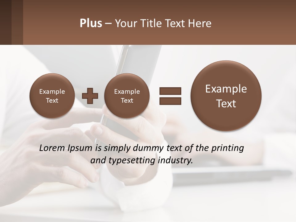 A Person Using A Cell Phone In Front Of A Laptop PowerPoint Template