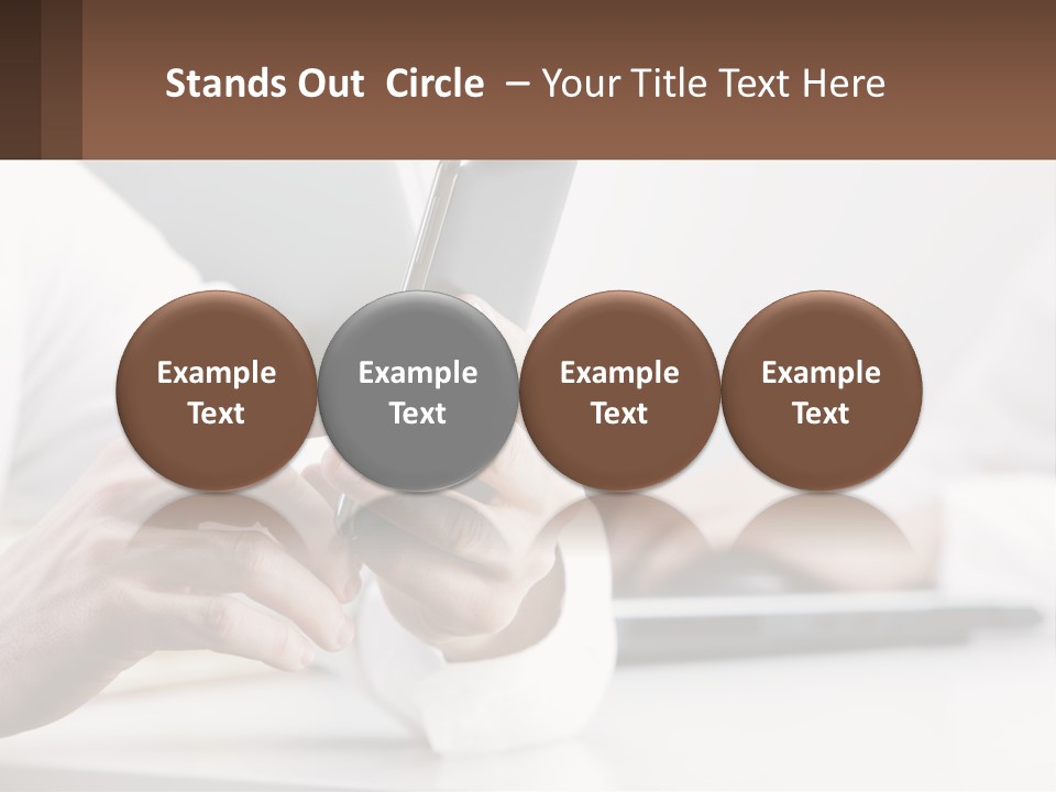A Person Using A Cell Phone In Front Of A Laptop PowerPoint Template