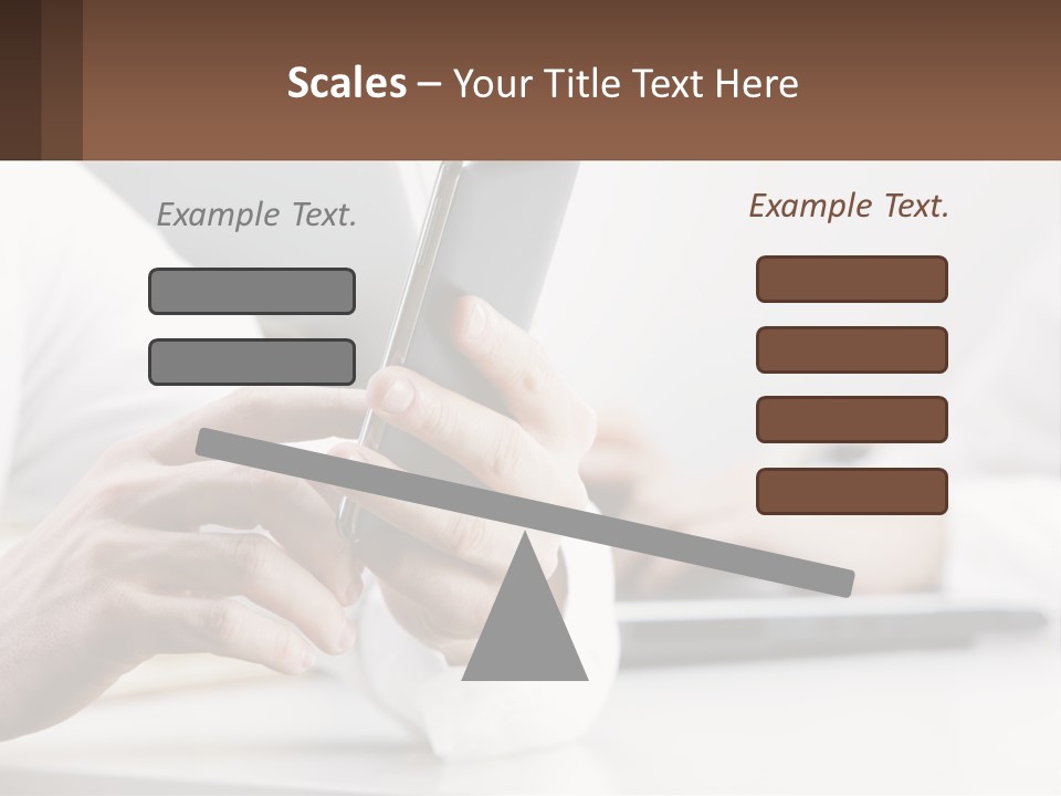 A Person Using A Cell Phone In Front Of A Laptop PowerPoint Template