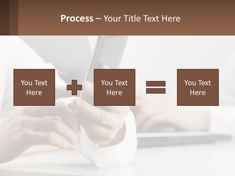 A Person Using A Cell Phone In Front Of A Laptop PowerPoint Template