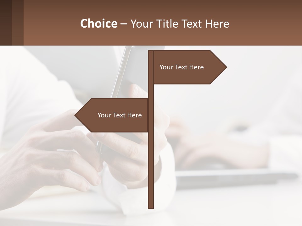 A Person Using A Cell Phone In Front Of A Laptop PowerPoint Template