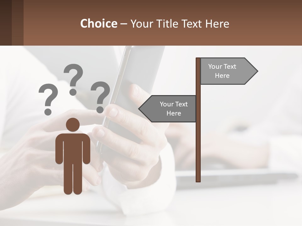 A Person Using A Cell Phone In Front Of A Laptop PowerPoint Template