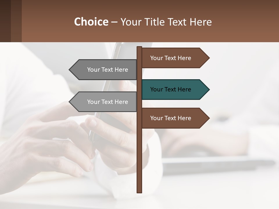 A Person Using A Cell Phone In Front Of A Laptop PowerPoint Template