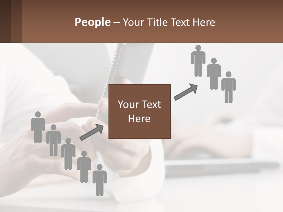 A Person Using A Cell Phone In Front Of A Laptop PowerPoint Template