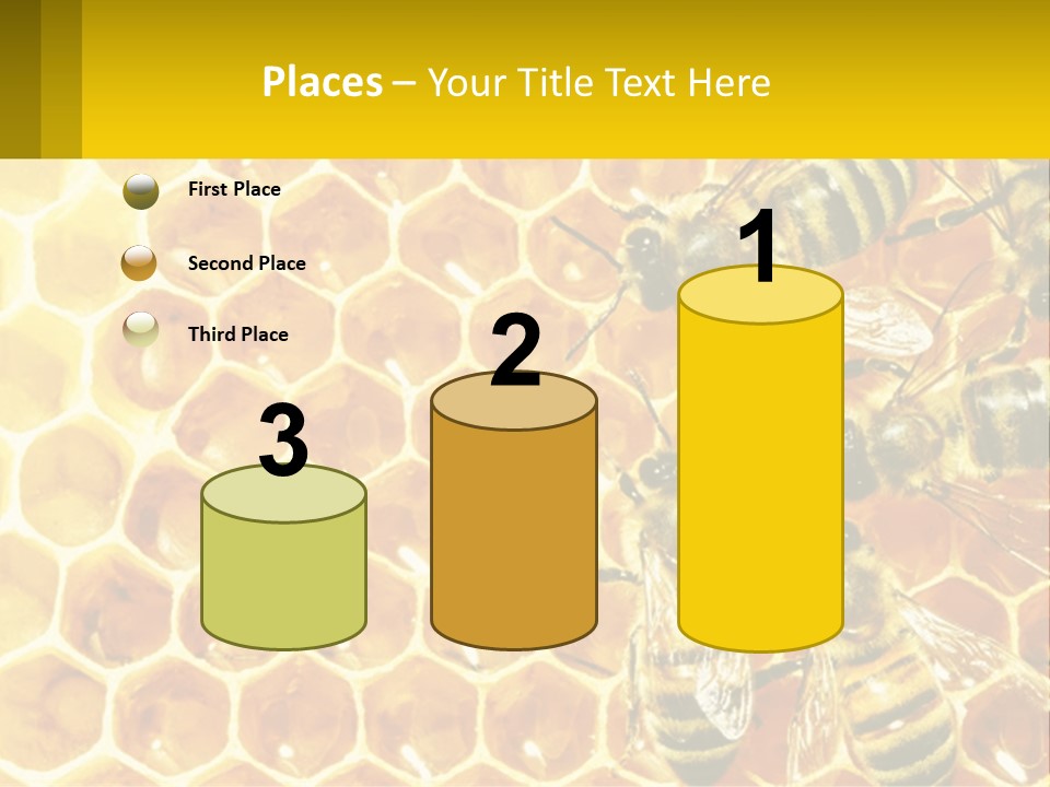 A Group Of Bees Sitting On Top Of A Honeycomb PowerPoint Template