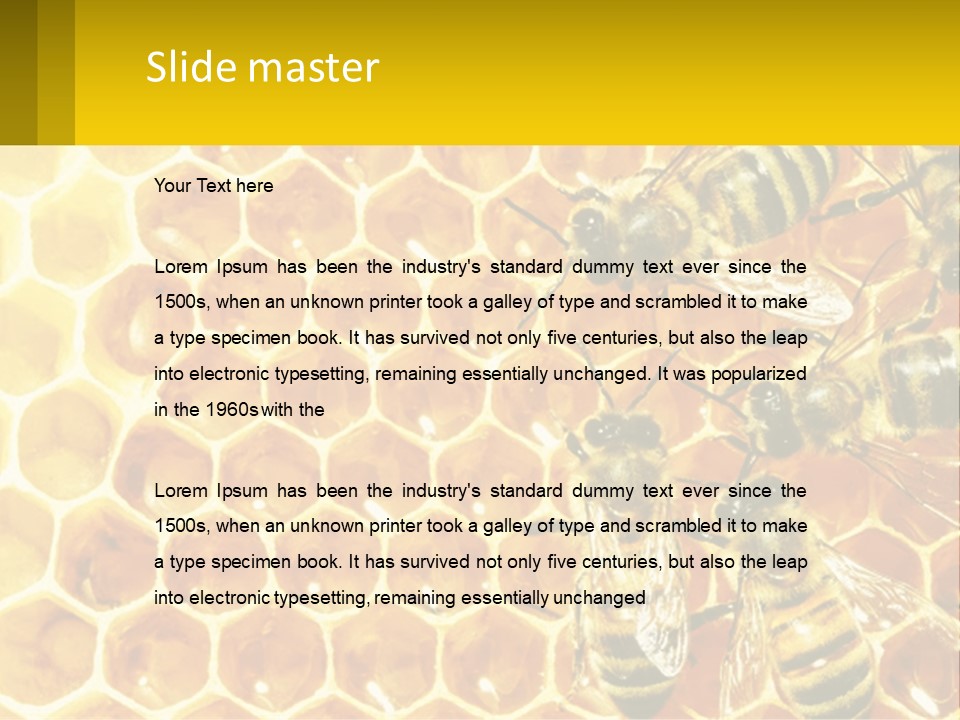 A Group Of Bees Sitting On Top Of A Honeycomb PowerPoint Template