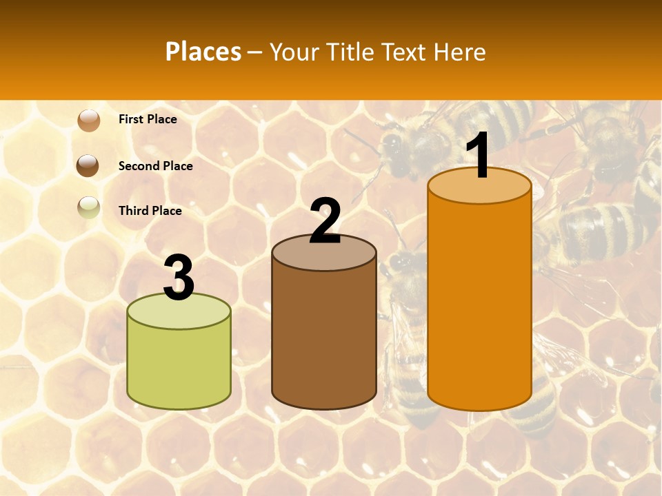 A Group Of Bees Sitting On Top Of A Honeycomb PowerPoint Template