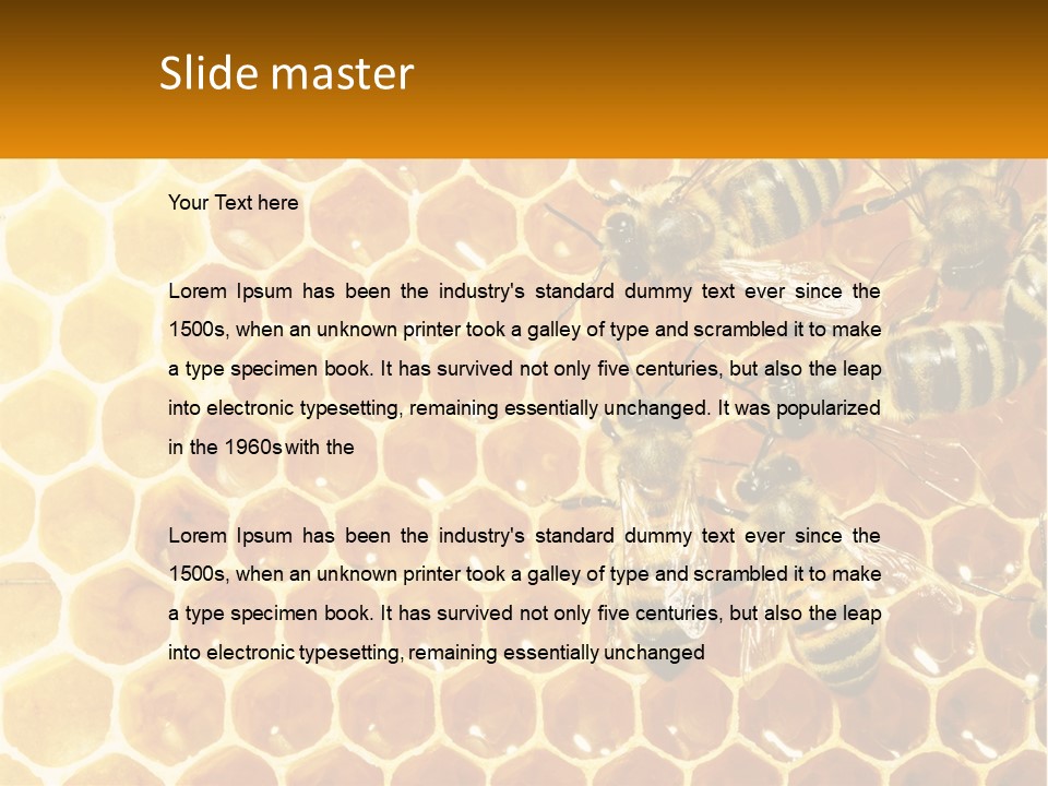 A Group Of Bees Sitting On Top Of A Honeycomb PowerPoint Template