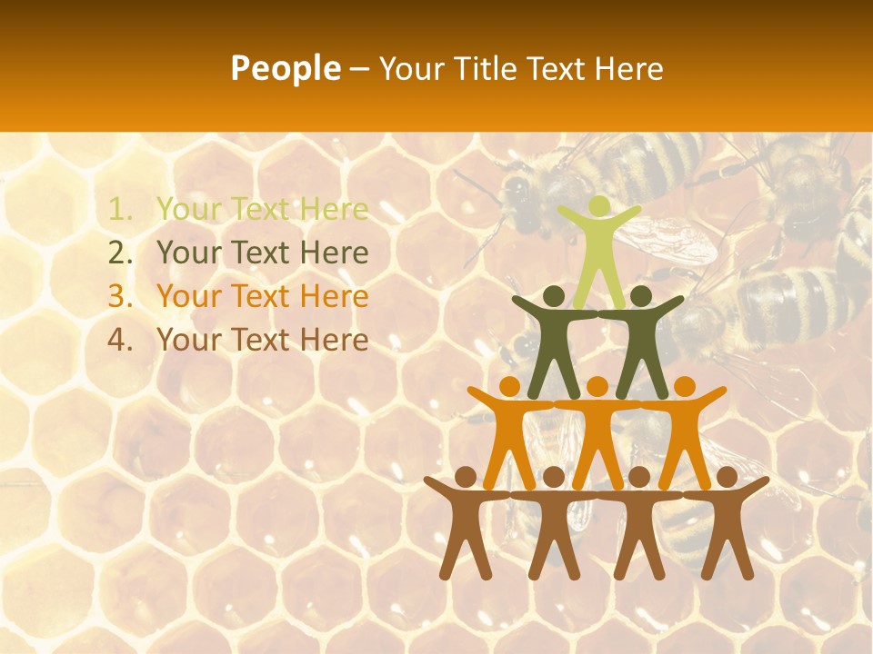 A Group Of Bees Sitting On Top Of A Honeycomb PowerPoint Template