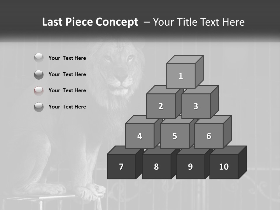 A Lion Sitting In A Cage On Top Of A Table PowerPoint Template