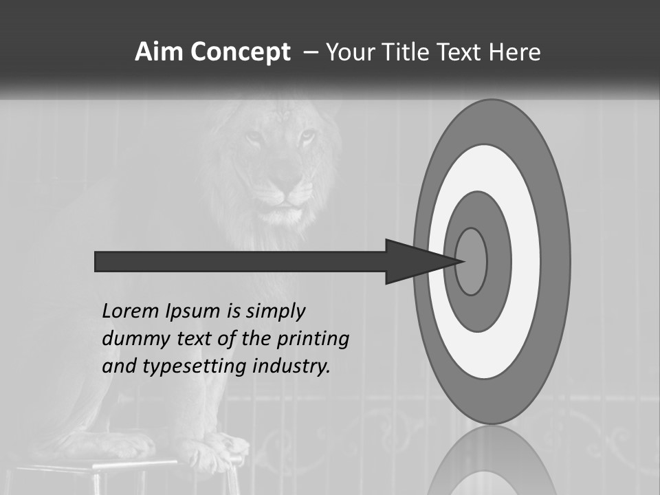 A Lion Sitting In A Cage On Top Of A Table PowerPoint Template