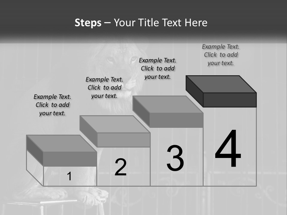 A Lion Sitting In A Cage On Top Of A Table PowerPoint Template