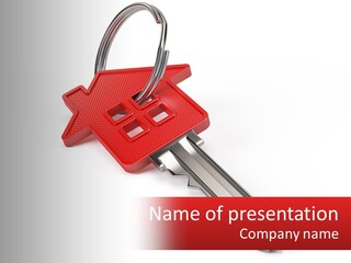 A Red House Key On A White Background PowerPoint Template