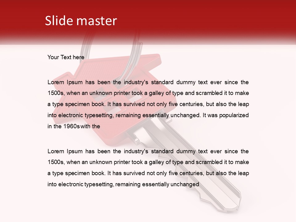 A Red House Key On A White Background PowerPoint Template