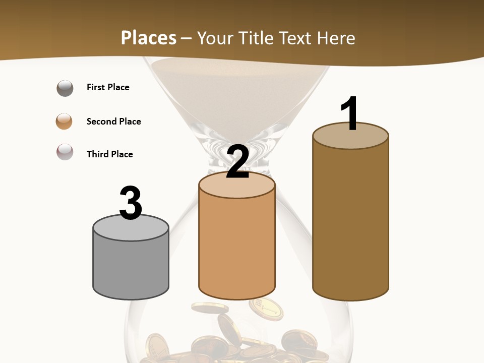 An Hourglass With Coins In It On A White Background PowerPoint Template