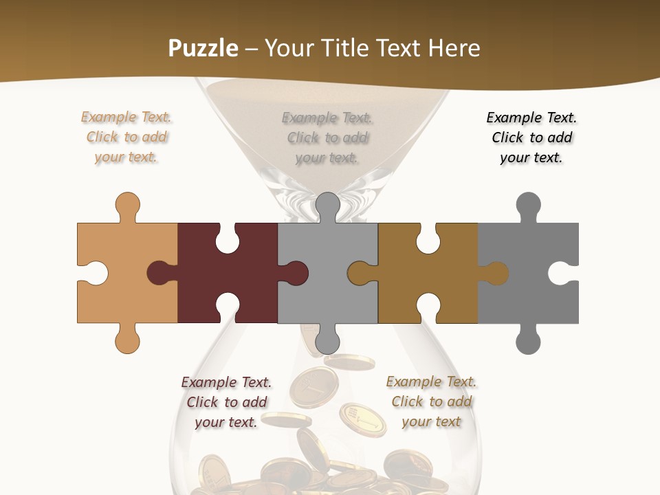 An Hourglass With Coins In It On A White Background PowerPoint Template