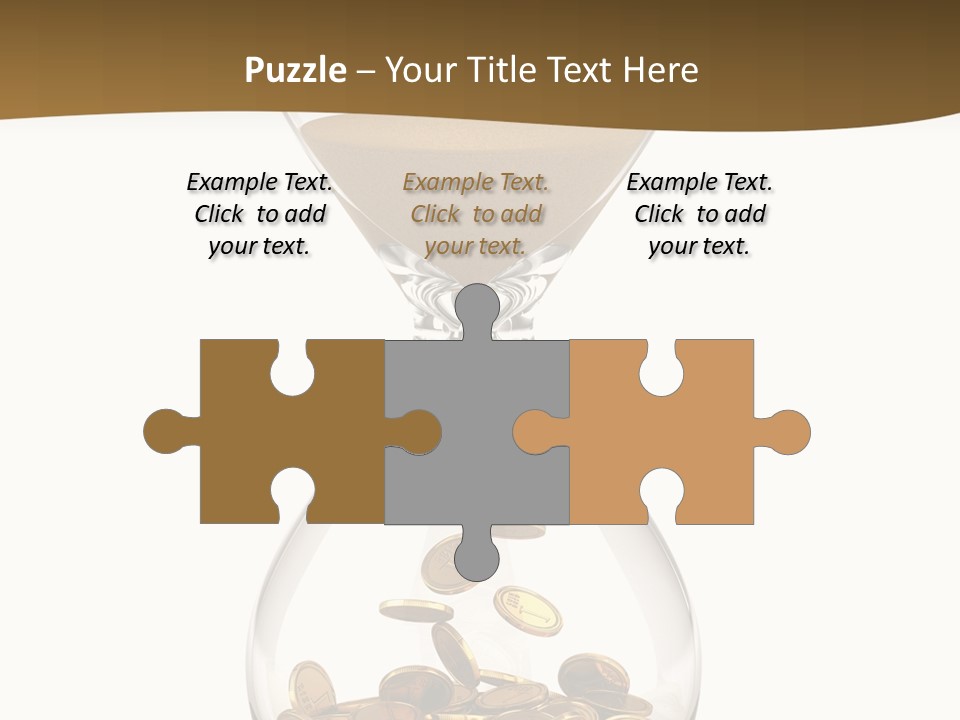 An Hourglass With Coins In It On A White Background PowerPoint Template
