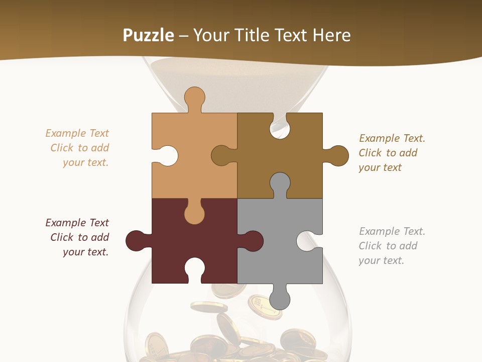 An Hourglass With Coins In It On A White Background PowerPoint Template