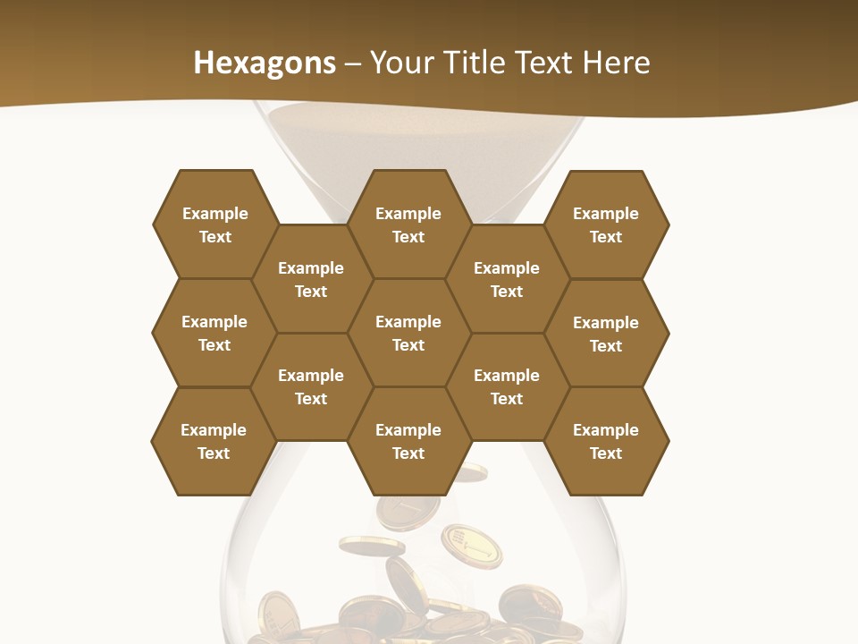 An Hourglass With Coins In It On A White Background PowerPoint Template