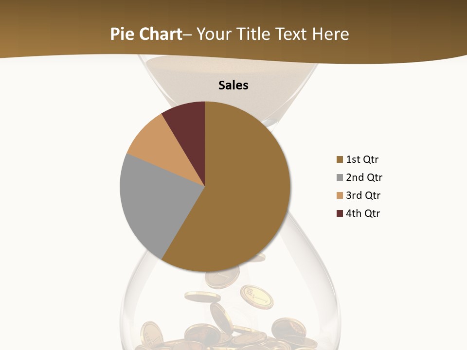 An Hourglass With Coins In It On A White Background PowerPoint Template