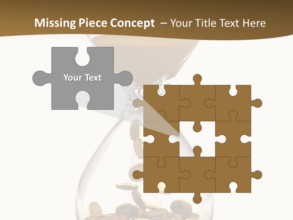 An Hourglass With Coins In It On A White Background PowerPoint Template