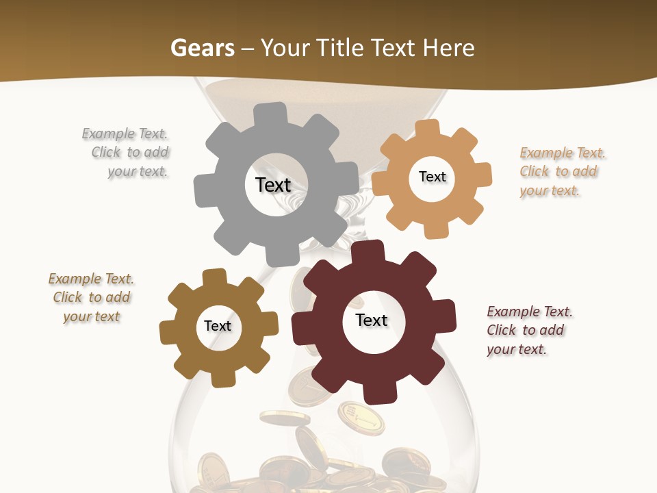 An Hourglass With Coins In It On A White Background PowerPoint Template