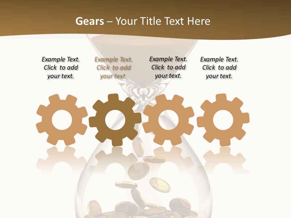 An Hourglass With Coins In It On A White Background PowerPoint Template