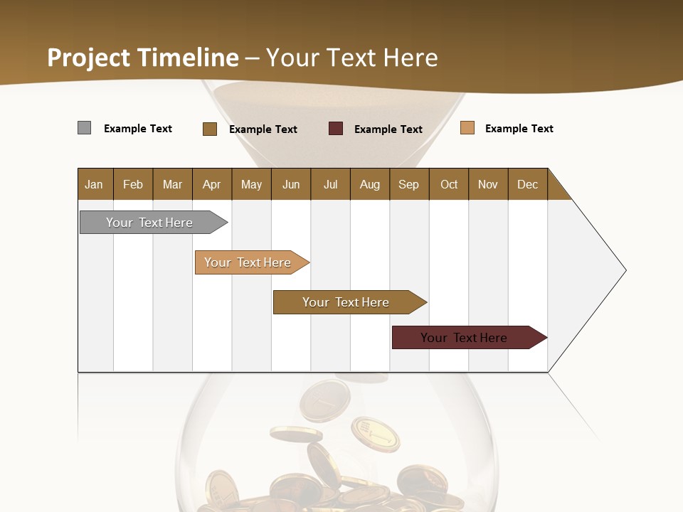 An Hourglass With Coins In It On A White Background PowerPoint Template