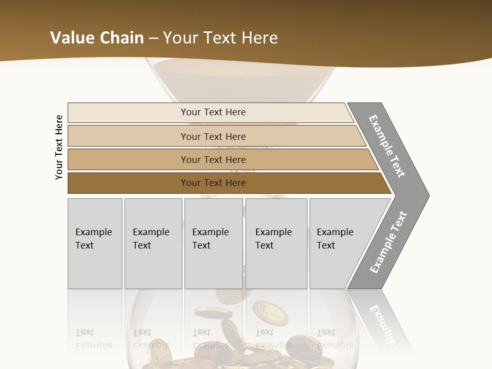 An Hourglass With Coins In It On A White Background PowerPoint Template