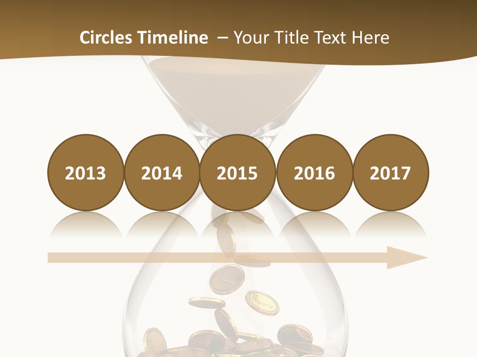 An Hourglass With Coins In It On A White Background PowerPoint Template