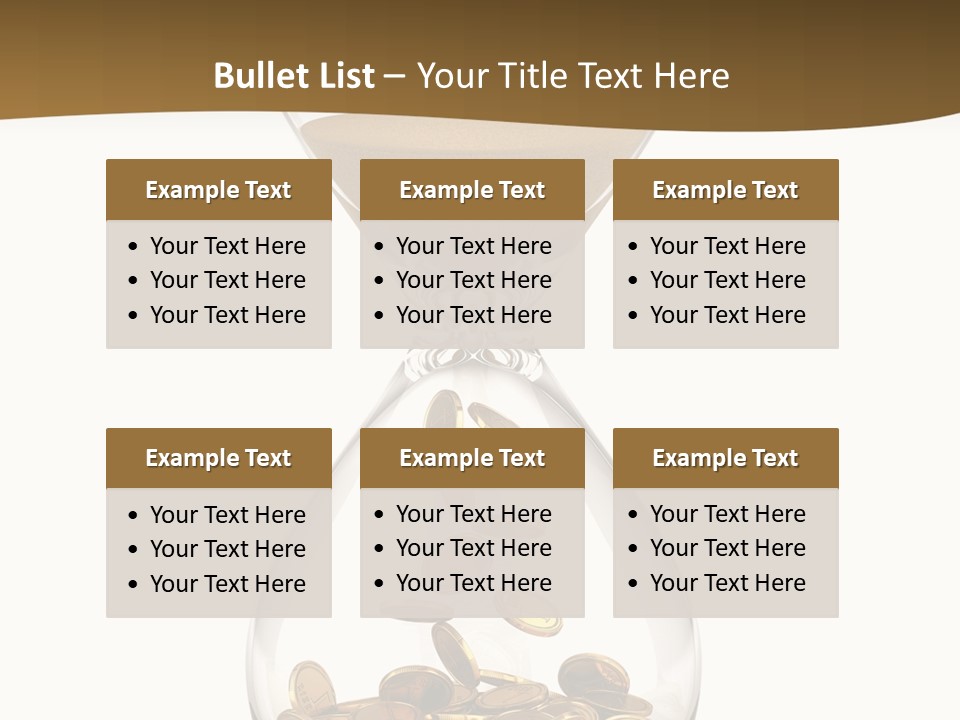 An Hourglass With Coins In It On A White Background PowerPoint Template