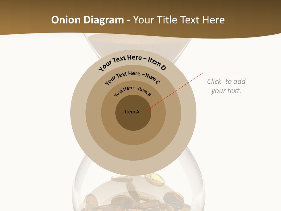 An Hourglass With Coins In It On A White Background PowerPoint Template