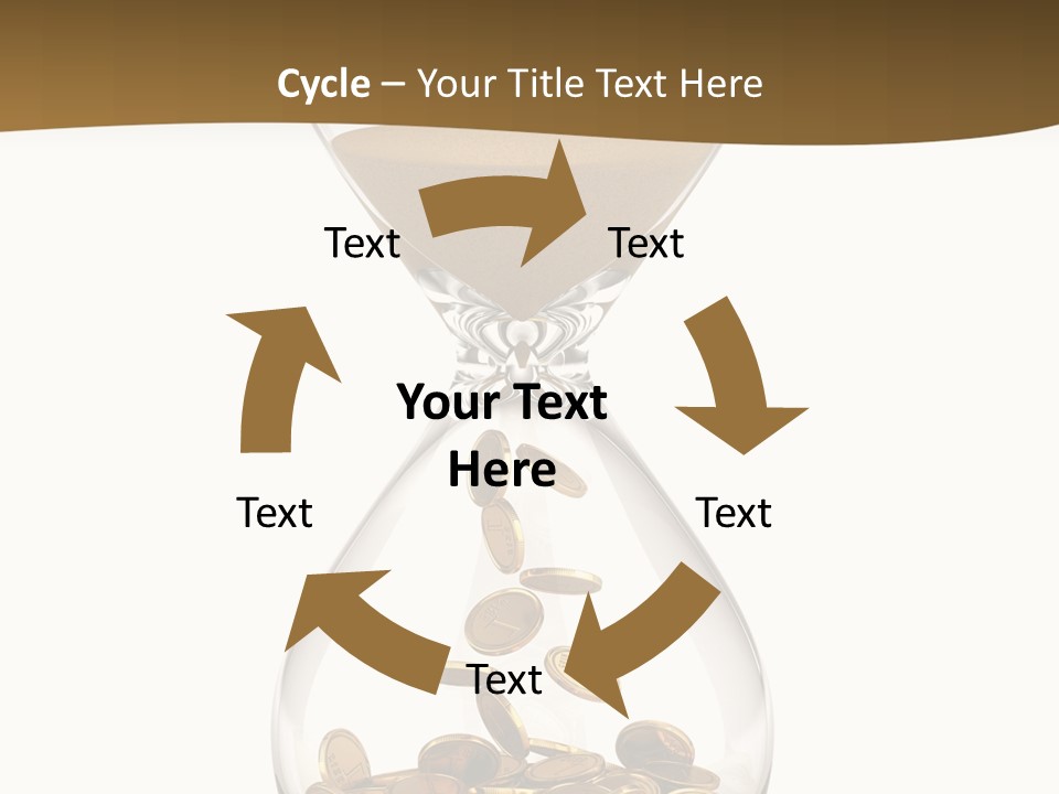 An Hourglass With Coins In It On A White Background PowerPoint Template