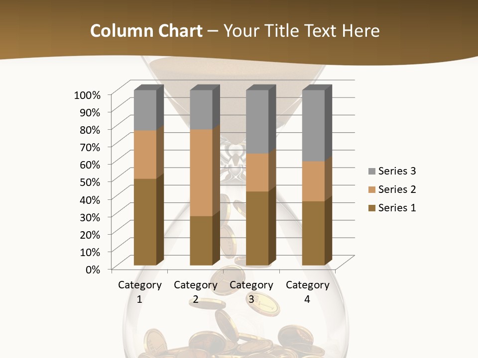 An Hourglass With Coins In It On A White Background PowerPoint Template