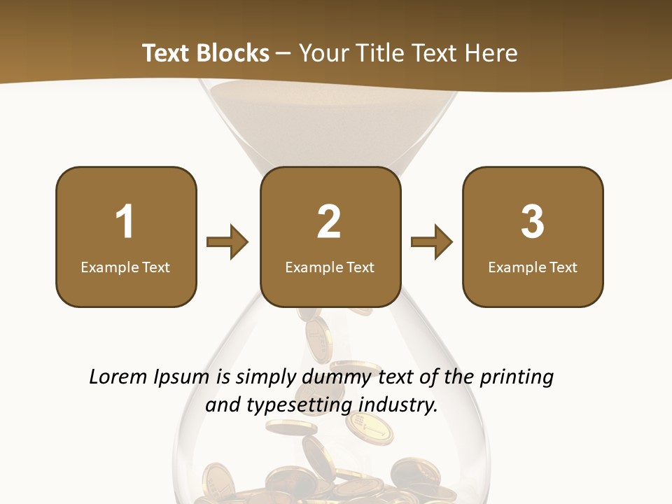 An Hourglass With Coins In It On A White Background PowerPoint Template