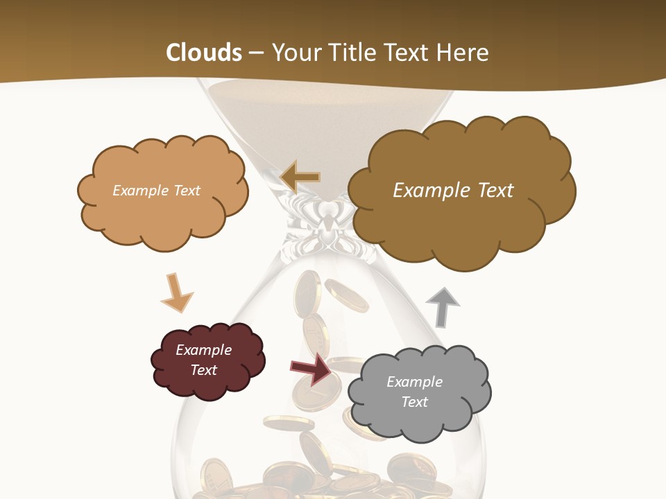 An Hourglass With Coins In It On A White Background PowerPoint Template