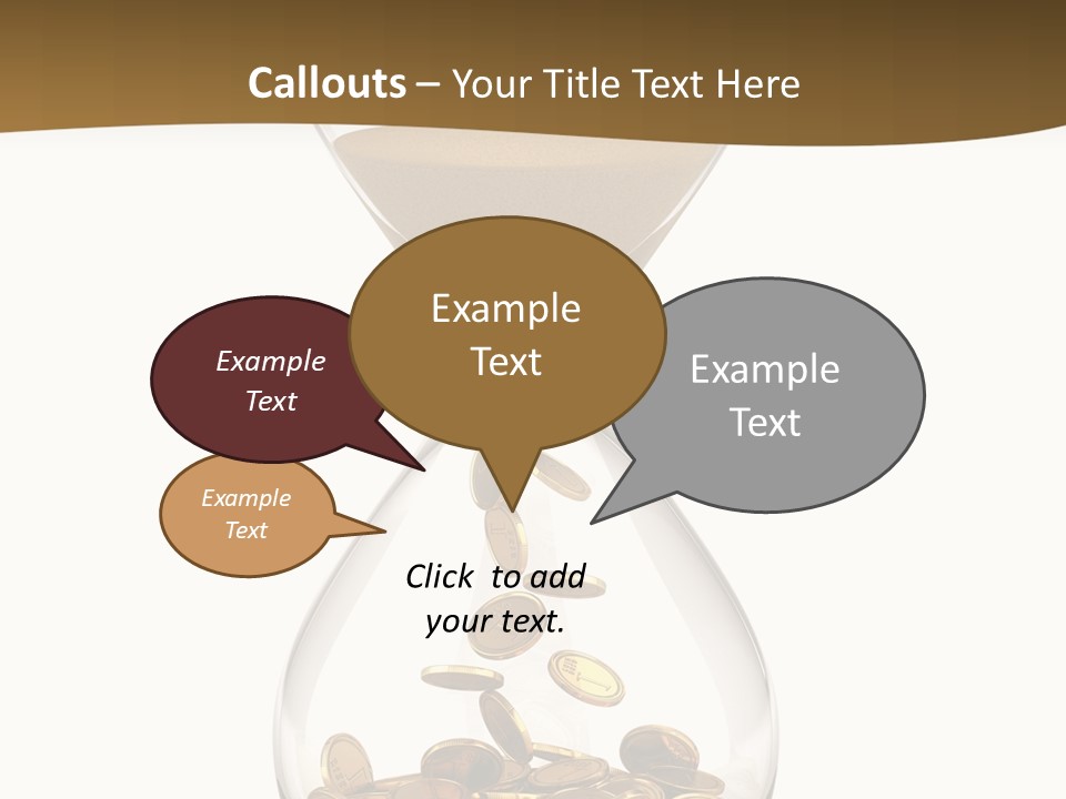 An Hourglass With Coins In It On A White Background PowerPoint Template